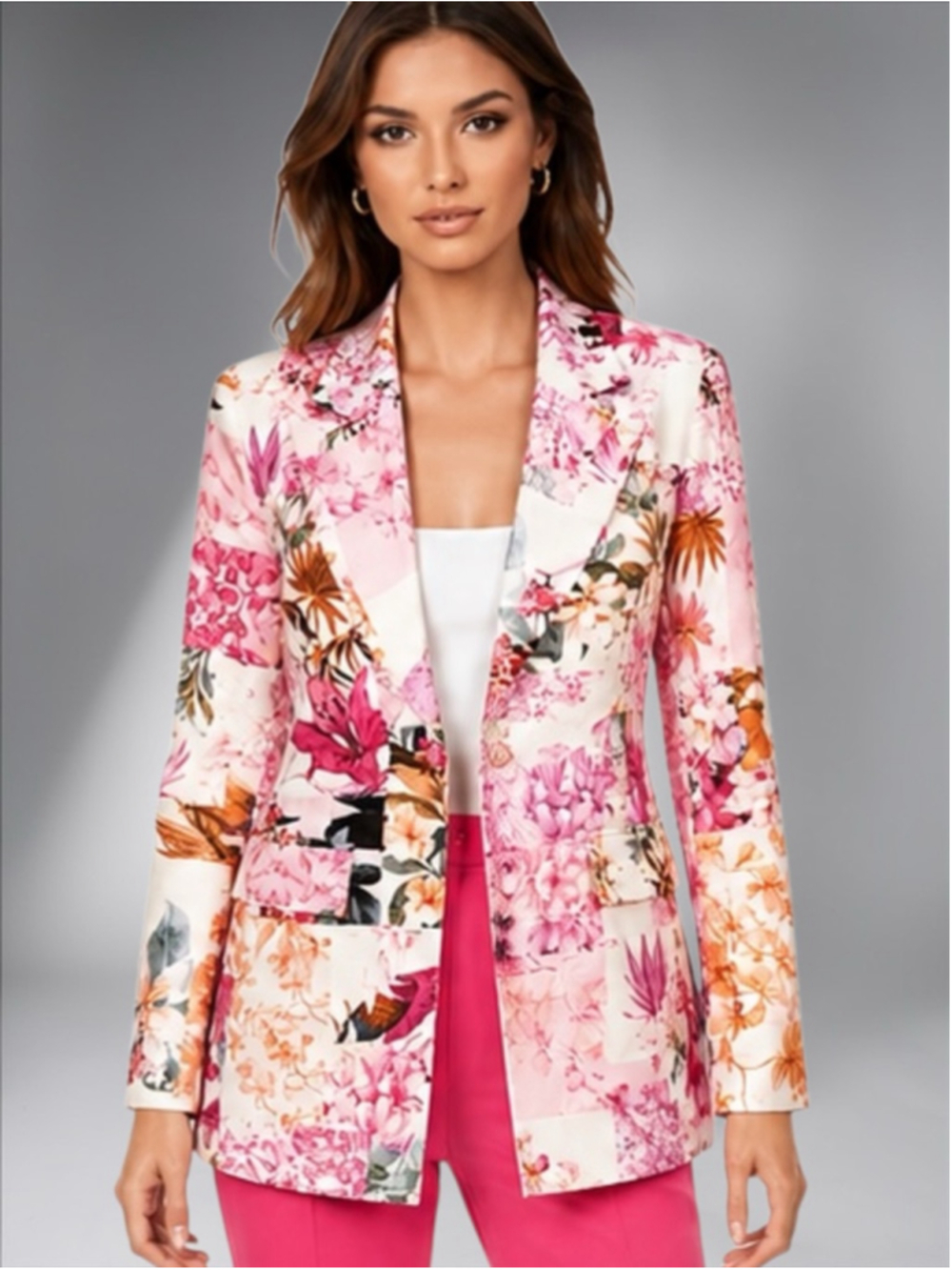 Floral Vintage-Inspired Linen Blend Blazer – Size M - Picture 2 of 10